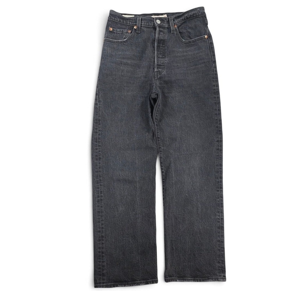Levi's Premium Ribcage Straight High Rise Jeans Black 28 27 Women Denim